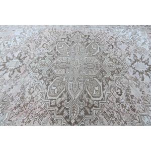 Turkish 8.3x11.3 ft <b>Wool</b> Patchwork Rug Eco-Friendly Vintage Oversize <b>Brown</b> Bordered Latex Backing Rug - Product Image 5