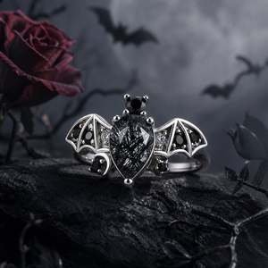 Bague Jeulia gothique en quartz rutilé noir en argent sterling - Product Image 3