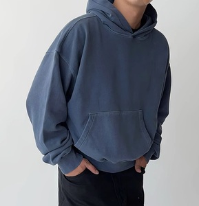 เสื้อฮู้ดไหล่เฮฟวี่เวท420กรัมเสื้อกันหนาวโลโก้กำหนดเองได้สีทึบ - Product Image 4