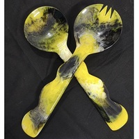 Juego de Cucharas de Resina Hechas a Mano, Estilo Americano, Ecológicas y Creativas, Color Ámbar, para Servir Ensaladas, 12 Pulgadas, para Hotel/Restaurante/Hogar, con Logotipo Personalizado