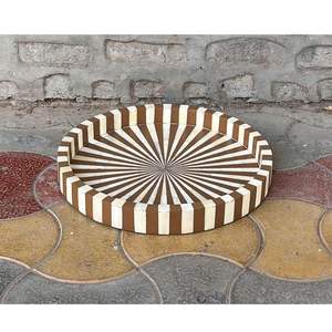 BANDEJA IMPULSADA DECORATIVA Bandeja de servicio hecha a mano Incrustaciones de hueso de lujo Ramadán Desayuno Comida Fruta Café Té Bandeja decorativa a bajo - Product Image 5