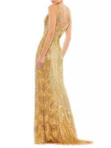 Elegante con cuentas de lentejuelas Aline vestido de noche de lujo Formal vestido de baile largo con mangas para la víspera de fiesta y fiestas de graduación hermoso - Product Image 3