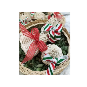 Ornements de Noël en rotin fabriqués à la main pour la décoration de l'arbre et de la maison, style de vacances naturel pour des vibrations festives chaudes - Product Image 2