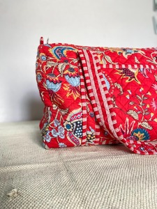 Bolsa de lona deportiva informal de algodón con estampado de bloques, bolsa de viaje Floral grande para fin de semana, equipaje duradero de alta calidad ecológico acolchado - Product Image 2