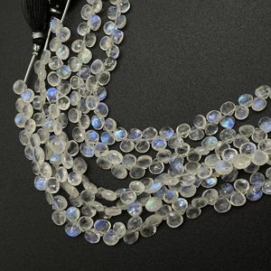 Rainbow Moonstone Faceted Heart Shape Briolette Beads Cuentas naturales Piedras preciosas para joyería - Product Image 6