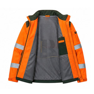 Veste de travail réfléchissante pour homme, tendance, haute visibilité, imperméable, en polyester, fermeture éclair sur le devant, plusieurs poches utilitaires, construction extérieure - Product Image 5