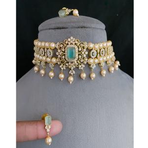 Ensemble de tour de cou AD avec boucles d'oreilles pour les mariées Ensemble de bijoux étincelants en diamant américain pour cadeau de mariage Fête élégante - Product Image 1