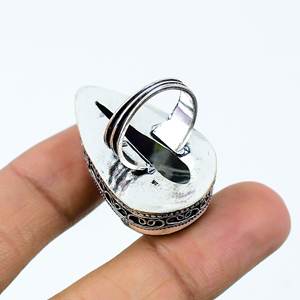 แหวนโบโฮปรับขนาดได้ เงินแท้ประดับพลอยชุบทองคำสีกุหลาบ ทรงวงรี ตัวเรือนแบบฝังขอบ ทำด้วยมือ - Product Image 3