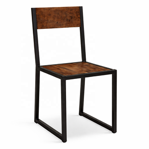 Eco-Friendly Solid Mango Wood Dining Chair | Industrial Black Metal Frame | Restaurant Cafe Dining Furniture - Product Image 4