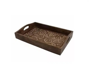 New Wooden Kitchen Gadgets Serving Tray Handle Best Quality Square Party Dish for Wedding Hotel <b>Garden</b> <b>Drinks</b> Dishes Food Server - Product Image 4