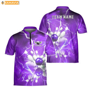 SAMAVIA Sublimated Bowling Shirts for <b>Men</b> and Women Lightweight Breathable Polyester Team Uniforms USA - Product Image 3