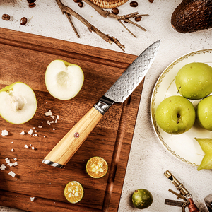 Venta al por mayor profesional japonés Damasco acero Chef cuchillos de cocina Oliver mango de madera personalizado pedidos a granel OEM ODM servicio - Product Image 3