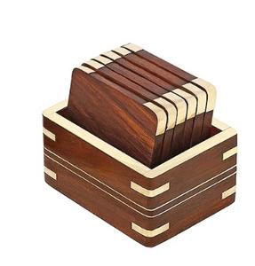 Best Selling Customized Square Shape Demanded Wooden <b>Coaster</b> Sets Simple Top Wholesale Wood Mats or Pads - Product Image 3