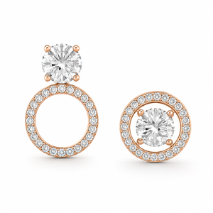 Lab Grown Diamond Stud <b>Earrings</b> 3-in-1 Convertible Solitaire <b>Halo</b> Drop <b>Earrings</b> - Product Image 1