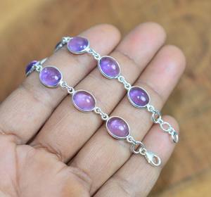 Pulsera de tenis de Plata de Ley 925 estilo bohemio para mujer, hecha a mano con piedras preciosas de amatista, joyería de tendencia, regalo para el amor - Product Image 3