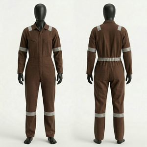 Overol de Seguridad Industrial Gris para Mujer, de Polialgodón de 260 GSM, con Cinta Reflectante y Logotipo Bordado Personalizado - Product Image 4