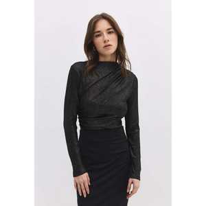 Body casual con cuello redondo, mangas cortas brillantes y logo frontal - Product Image 5