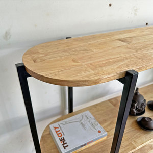 Étagère décorative ovale 100x30x130cm en bois d'hévéa pour salon KTB68132 - Product Image 5