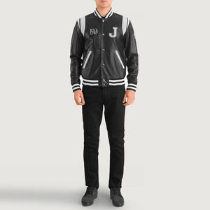 Veste Varsity Jackets noire de luxe entièrement personnalisée Veste universitaire Letterman à manches en cuir pour hommes Nouveau design - Product Image 3