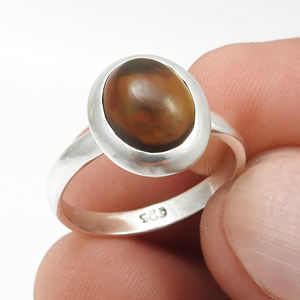 Pierre précieuse d'opale noire naturelle Bagues ethniques en argent sterling massif 925 Bijoux fins semi-précieux Anneaux de mariage à la mode OEM - Product Image 1