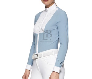 Camisa de Equitación para Mujer, Estilo Ecuestre, Color Sólido, Corta por Encima de la Rodilla, Mangas Largas, Traje de Competición, Hombros Caídos - Product Image 1