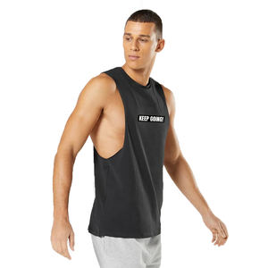 Hot Sale Summer <b>Black</b> Color Drop Arm <b>Tank</b> <b>Tops</b> Breathable Running Oversize Workout Cotton Loose Drop Arm Stringer - Product Image 5