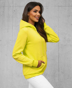 Women Stylish <b>Tops</b> Outfit Drop Shoulder Drawstring Yellow 100% Cotton/Polyester Sweatshirt Hoodie for Lady - Product Image 2