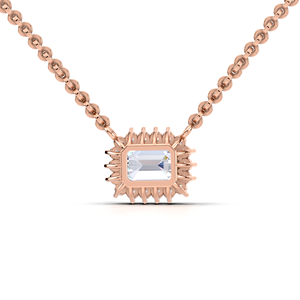 IGI Certified Lab Grown Diamond Emerald Cut Halo Pendant in 14K Yellow / Rose & White Gold Elegant <b>Step</b> Cut Design - Product Image 3