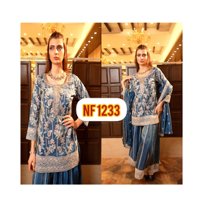 Costumes de palazzo avec broderie complexe Travail élégant et élégant Vêtements ethniques pour mariages Occasions festives et fêtes - Product Image 1