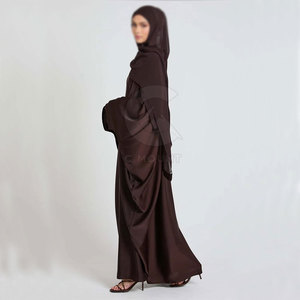 Vêtements islamiques personnalisés Abaya pour femmes Robe musulmane Abaya pour femmes Robe décontractée de couleur unie Costume deux pièces Abaya pour femmes Robe musulmane - Product Image 5