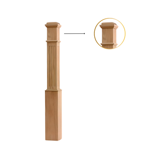 Precio competitivo Madera maciza de álamo 4091F Newel Post con detalle estriado Accesorio ajustable para muebles Acepta pedidos personalizados-EFS - Product Image 2