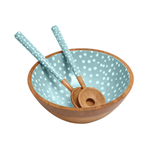 Juego de ensaladeras de madera de acacia redondas naturales limpias, nuevo diseño, cuenco para servir de alta calidad, cuchara para ensalada, utensilios de cocina, venta al por mayor de Vietnam - Product Image 1