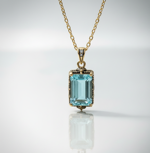 โทปาซสีฟ้าไฮโดร10*14แปดเหลี่ยมสร้อยคอ CZ ชุบทอง18K 925เงินสเตอร์ลิง7 GM ของขวัญงานแต่งงานสำหรับเธอ - Product Image 5