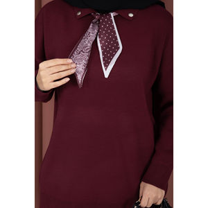 Ensemble de pull en tricot à col polo pour femme avec bordure Kazak - Product Image 4
