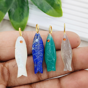 Colgante de pez de ónix verde Natural hecho a mano 925 lazo de plata tallado encanto fabricación de joyas suministros al por mayor - Product Image 6