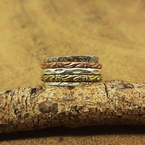 925 Sterling Silver Copper and Brass Meditation <b>Ring</b> Artisan Made <b>Spinner</b> Band <b>Ring</b> <b>Ring</b> Supplier - Product Image 1