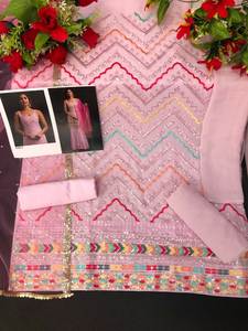 Sensation fraîche confort personnalisé Style Anarkali Faux Georgette tissu manches moins motif à la mode Salwar & Plzzoo ensemble pour femmes ou filles - Product Image 6