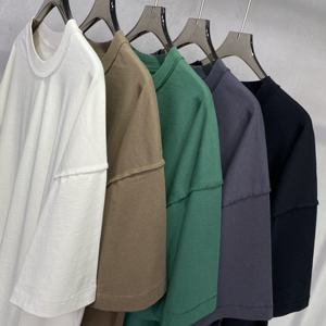 Camisetas de manga corta de alta calidad 100% algodón con hombros caídos y logotipo personalizado, camiseta desgastada para hombre, camiseta de gran tamaño para hombre - Product Image 2