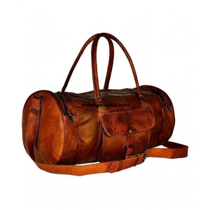 Bolso de lona sólido marrón/correa de hombro cruzada con cierre de cremallera bolso de viaje y al aire libre bolso de cuero para viajes y viajes - Product Image 1