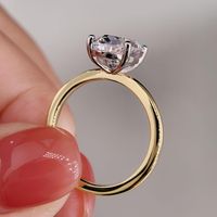Anillo de Compromiso Solitario con Moissanita Simulada de Corte Ovalado de 2.5CT 3.5CT, de Lujo, Grado Premium, Certificado IGI, Dos Tonos, Plata de Ley 925