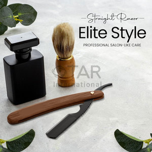 Maquinillas de afeitar rectas para hombres, kit de maquinilla de afeitar de borde recto de peluquero profesional, de acero inoxidable de Garganta Cortada maquinilla de afeitar, marrón oscuro Premium Natural - Product Image 2