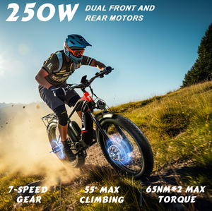 Livraison gratuite, stock UE et Royaume-Uni, vélo électrique tout-terrain Duotts F26, double moteur, pneus larges 26 pouces - Product Image 2