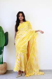 Georgette douce avec belle impression Collection de saris de robe super exigeants pour l'exportation Vente à l'exportation - Product Image 2