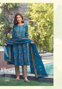 Increíble vestido Hermoso color Algodón Cambric Estampado Vestido Kurti Pant & Dupatta Posición Estampado con bordado elegante Trabajo para la venta - Product Image 5