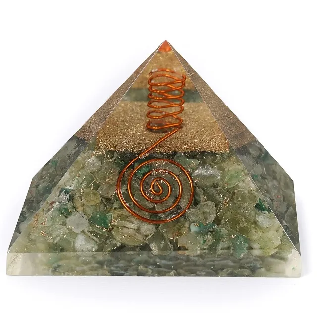 Pirámide de Jade verde de cristal Natural, caja de energía de resina de Chakra Natural, venta al por mayor