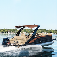 Bateau à pontons de pêche sportif en aluminium personnalisé en gros de Chine, modèle Allhouse PB-21 de 21 pieds, capacité 12-14 personnes, avec moteur hors-bord