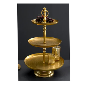 Gold Finished Metal 3 Tier Gold <b>Cake</b> <b>Stand</b> Luxury Home Tabletop Decorative Desert Serving Metal <b>Stand</b> - Product Image 1