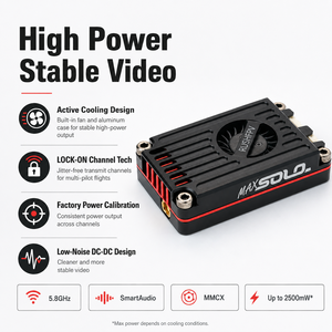 Transmisor de Video RUSHFPV MAX SOLO 5.8GHz 2.5W VTX SmartAudio MMCX 48CH 7-36V para Carreras FPV y Drones de Largo Alcance - Product Image 2