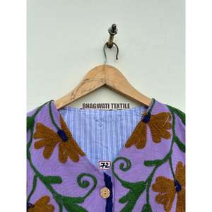 Meilleure qualité 100% Suzani Boho Style classique élégant veste brodée à la main Kantha coton XL Kimono longue broderie imprimée - Product Image 4