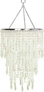 R 3 niveles lámpara brillante sombra luz de techo con cuentas colgante sombra con marco cromado decoraciones para centro de mesa de boda, 8,6 ''Di - Product Image 2